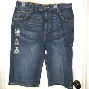 NEW Men's Crooked Ink "Fight Club" Mayhem Mischief Loyalty Denim Jean Sh…